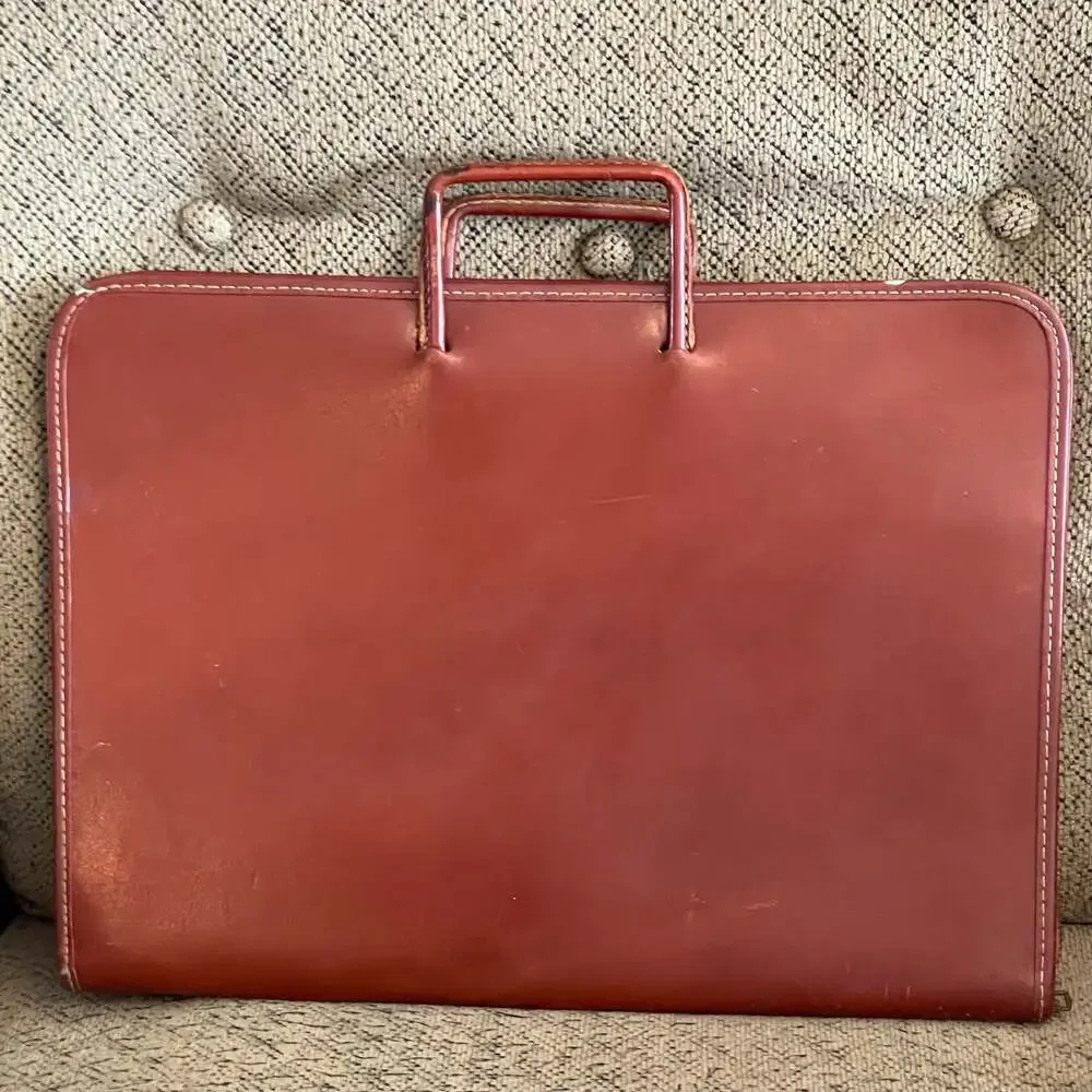 VTG. Leathercraft Split Cowhide Leather Briefcase Portfolio Retractable Handles